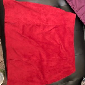 Red suede skirt